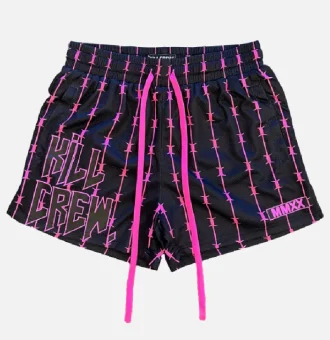 Kill Crew Barbwire Muay Thai Shorts Black Pink (1)