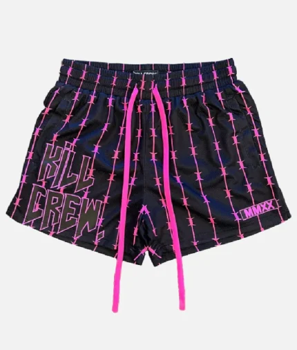 Kill Crew Barbwire Muay Thai Shorts Black Pink (1)