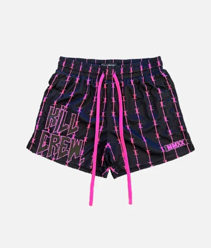Kill Crew Barbwire Muay Thai Shorts Black Pink (2)