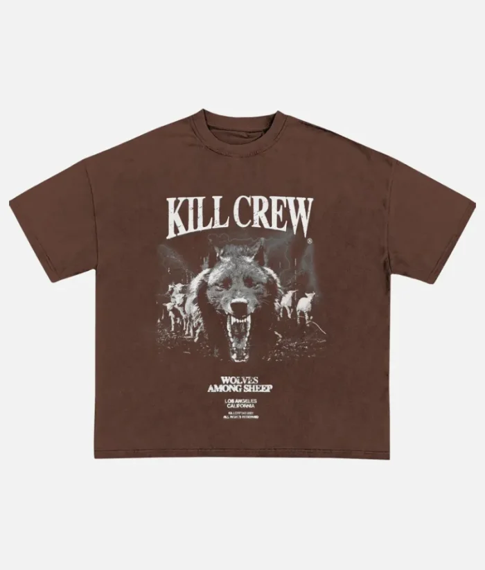 Kill Crew Midst Of Wolves T Shirt Brown (2)