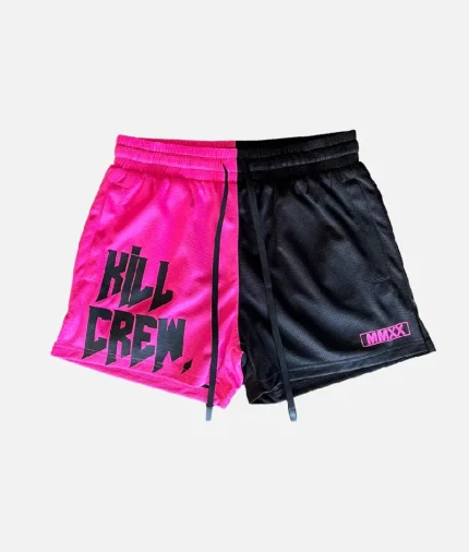 Kill Crew Muay Thai Shorts 2 Tone Black Pink (2)