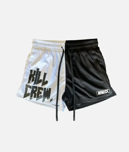 Kill Crew Muay Thai Shorts 2 Tone Black White (1)