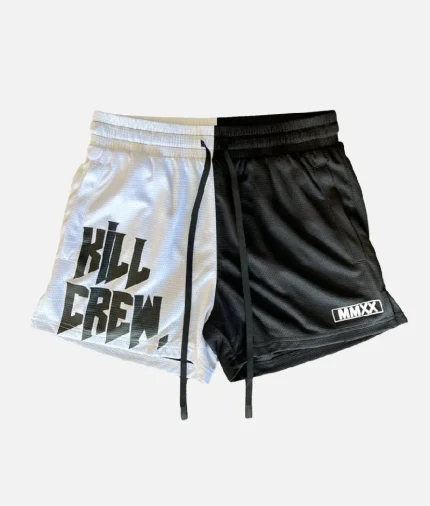 Kill Crew Muay Thai Shorts 2 Tone Black White (2)