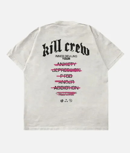 Kill Crew Oversized Inner Demons Tour T Shirt Cream (2)