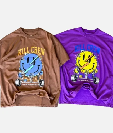 Kill Crew Oversized Weights Lift Us Up T Shirt Brown (1)